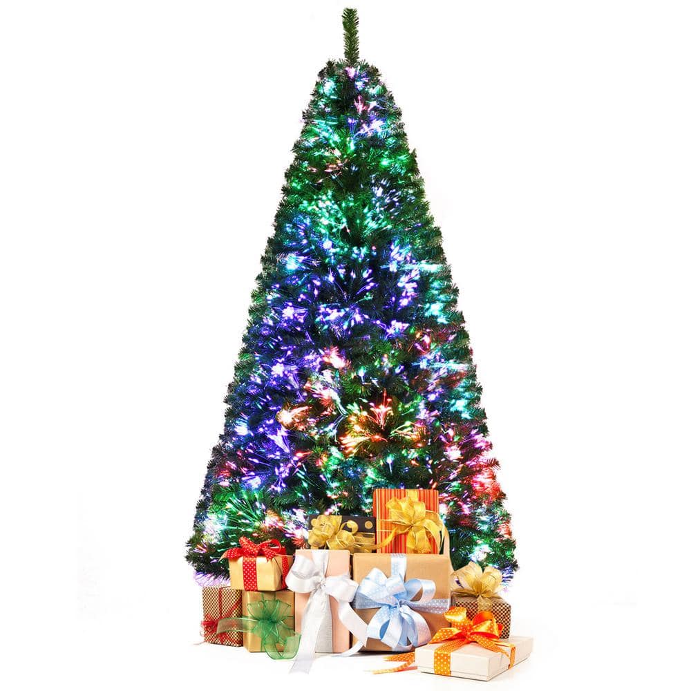 7 ft. Pre-Lit Artificial Christmas Tree Fiber Optic Xmas Tree Holiday Decor - Hercitys