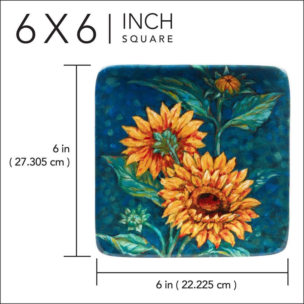 Golden Sunflowers Multicolor Canape Salad Plates (Set of 4) - Hercitys