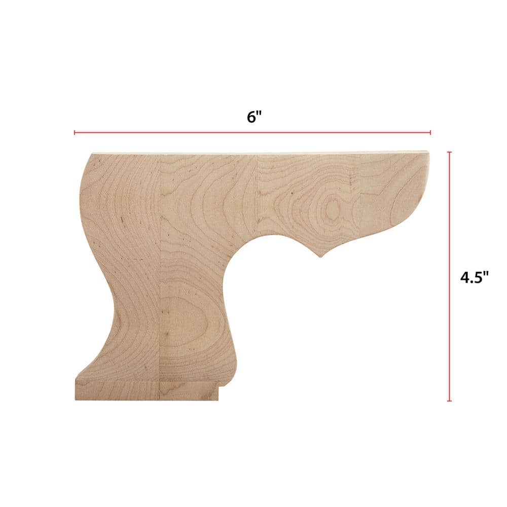 Pedestal Bun Foot Left – 6 in. x 4.5 in. x 1.5 in. – Furniture Grade Unfinished Hardwood – Feet for Sofas, Beds, Stools - Hercitys