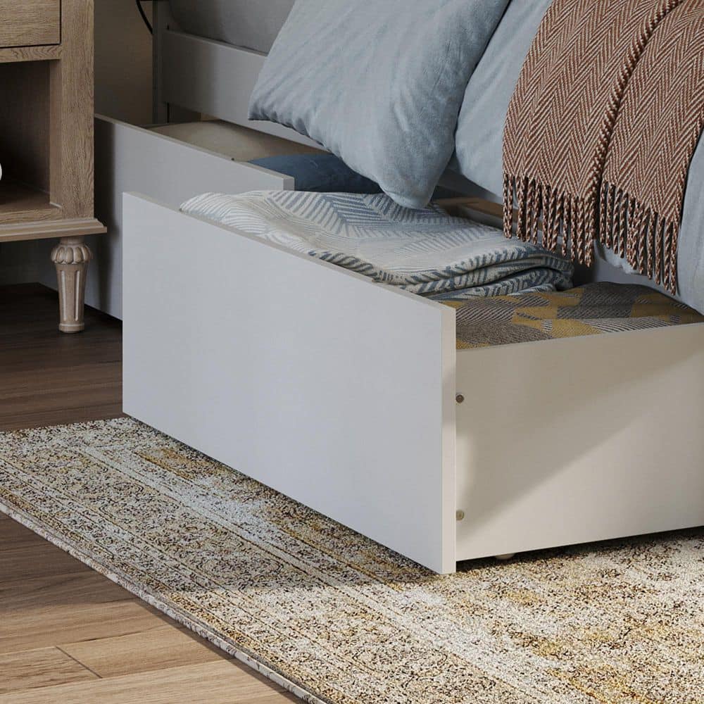 Urban Twin-Full White Bed Drawers - Hercitys