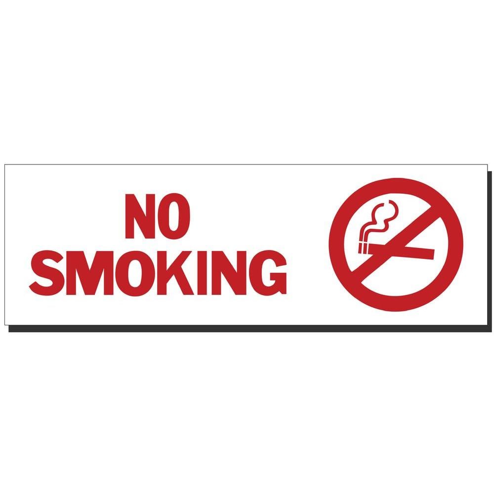 9 in. x 3 in. Decal Red on White Sticker No Smoking with Symbol - Hercitys