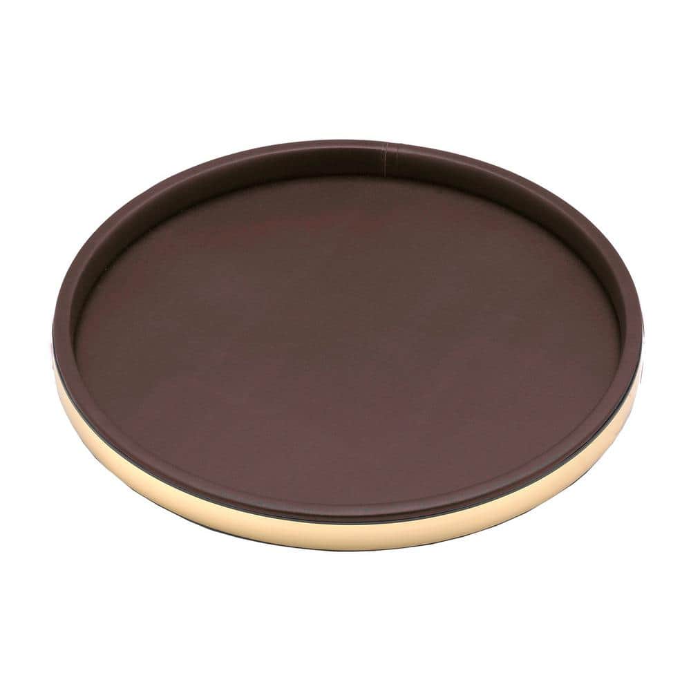 Sophisticates 14 in. Round Serving Tray in Brown and Polished Brass - Hercitys