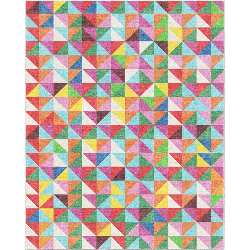 Crayola Modern Tile Modern, Geometric, Kids, Multi Color 5 ft. 3 in. x 7 ft. 3 in., Area Rug - Hercitys