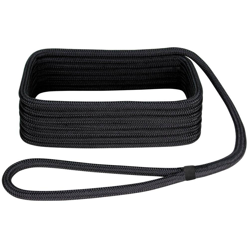 BoatTector Double Braid Nylon Dock Line – 5/8 in. x 35 ft., Black - Hercitys