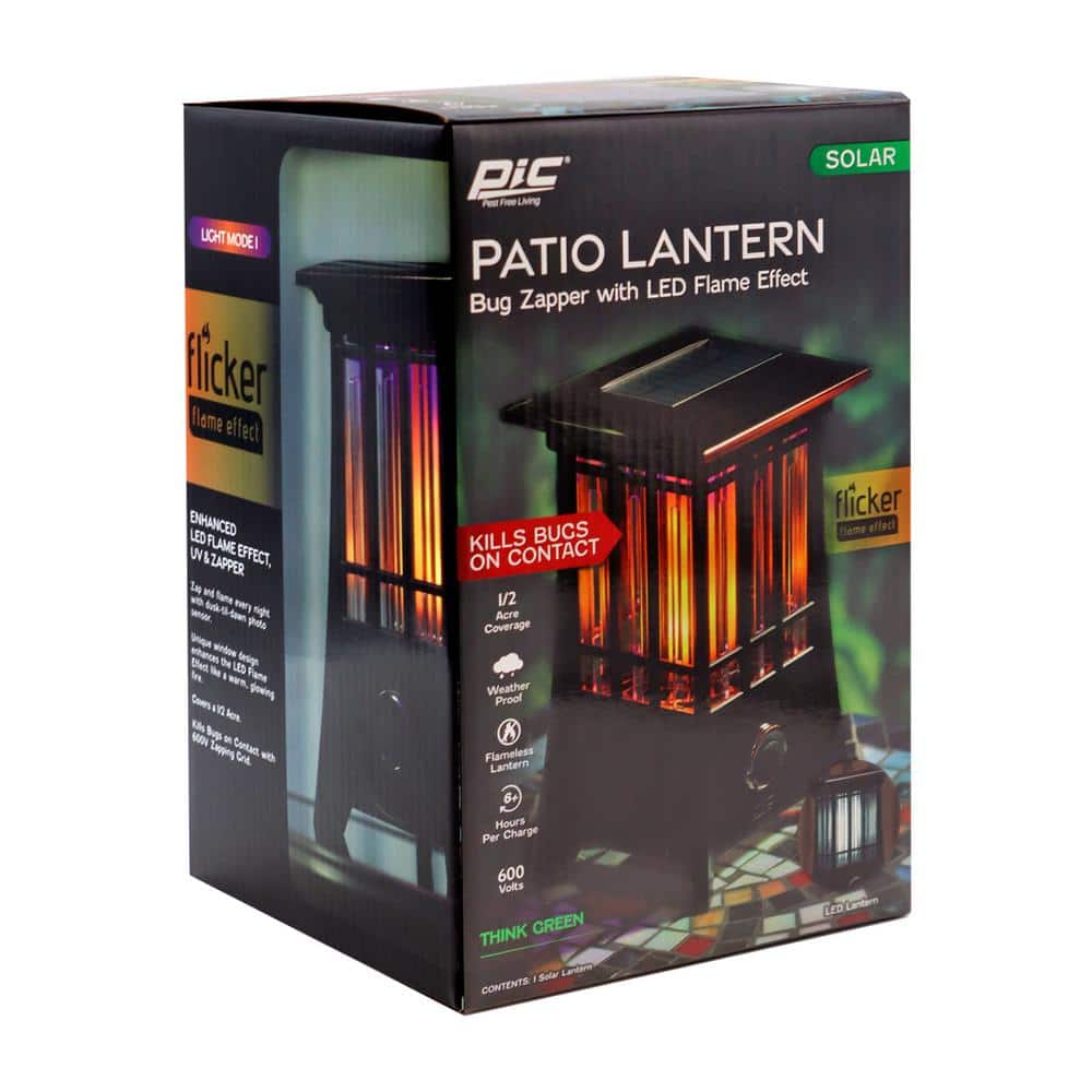 Solar Patio Lantern Bug Zapper, 1/2 Acre Coverage, Led Flame Effect - Hercitys