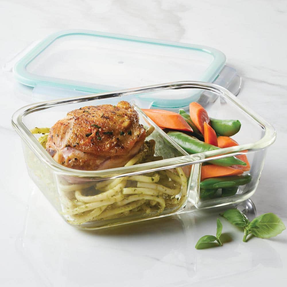 Performance Glass 3-Piece Divided Rectangular Food Storage Containers, 25 oz., Set - Hercitys