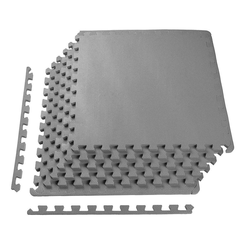 Gray 24 in. W x 24 in. L x 0.5 in. T EVA Interlocking Foam Gym Flooring Mat (6 Tiles/Pack) (24 sq. ft.) - Hercitys
