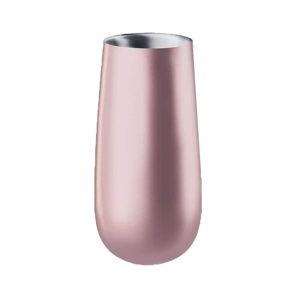 Double Walled 8 oz. Insulated Rose Gold Stainless Steel Flute Champagne Tumbler with Spill Proof - Hercitys