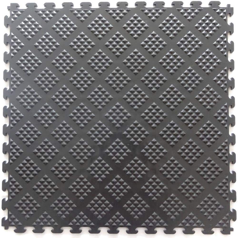 Multi-Purpose 18.3 in. x 18.3 in. Metallic Pewter PVC Garage Flooring Tile with Raised Diamond Pattern (6-Pieces) - Hercitys