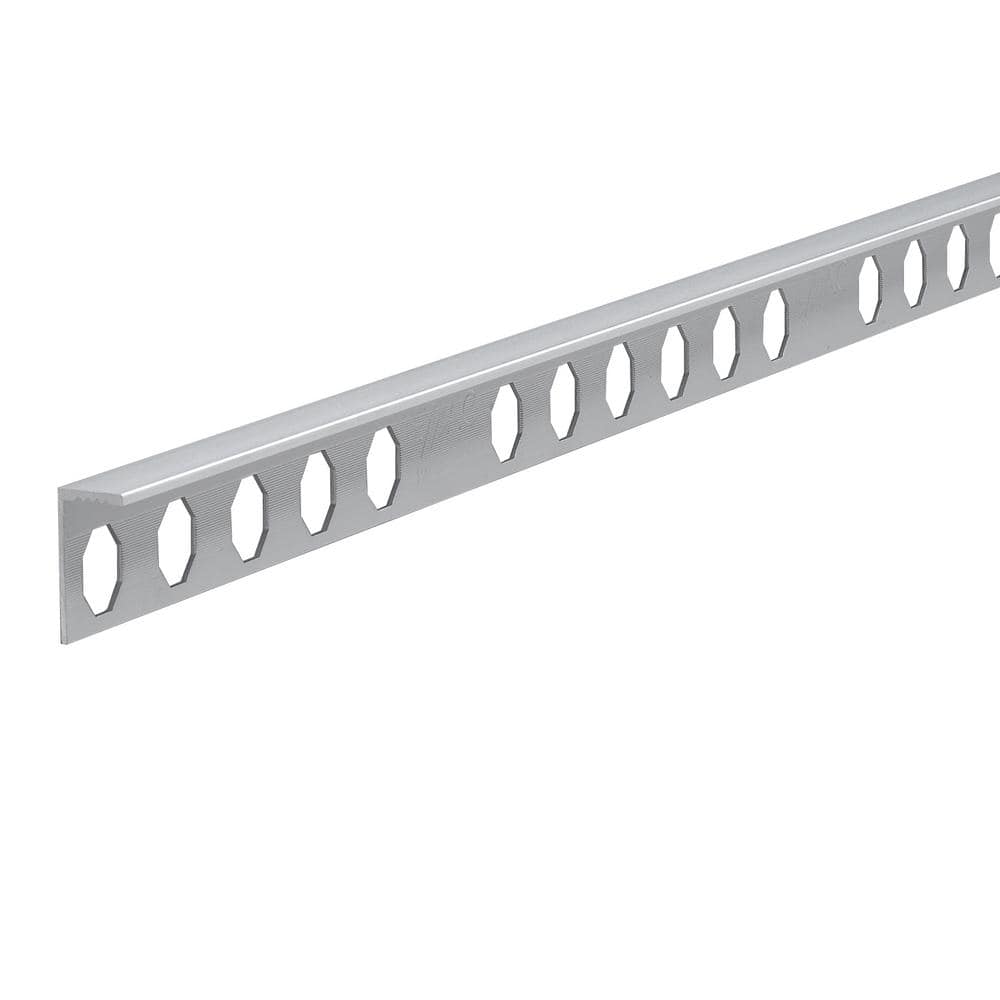 Novosuelo Matt Silver 3/16 in. x 98-1/2 in. Aluminum Tile Edging Trim - Hercitys