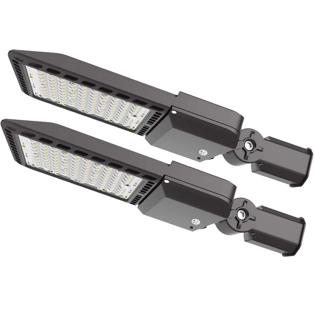 Outdoor Integrated LED 300-Watt Slip Fitter Parking Lot Area Light 5000K 39000 Lumens with Photocell (2-Pack) - Hercitys