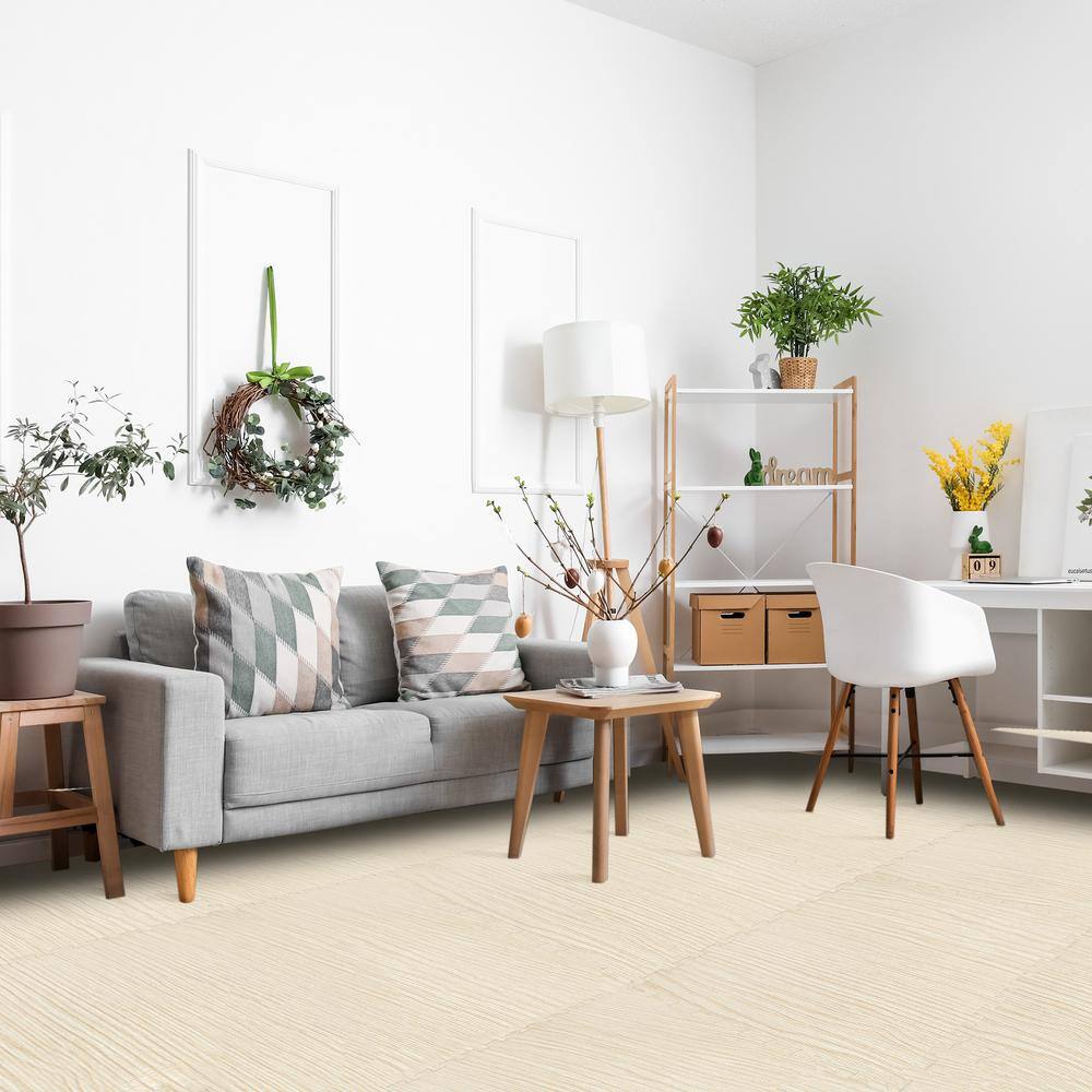 Wood Grain Floor Interlocking Mats, Light Pine 24″ W x 24″ L x 0.4″ T, Foam Gym Flooring Mat, 48 (“sq. ft.”,)” 12 Tiles - Hercitys