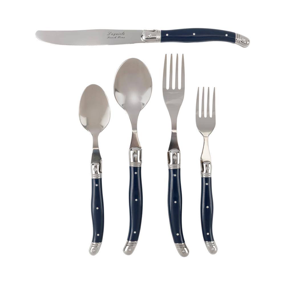 French Home Laguiole 20-Piece Navy Blue Stainless Steel Flatware Set (Service for 4) - Hercitys