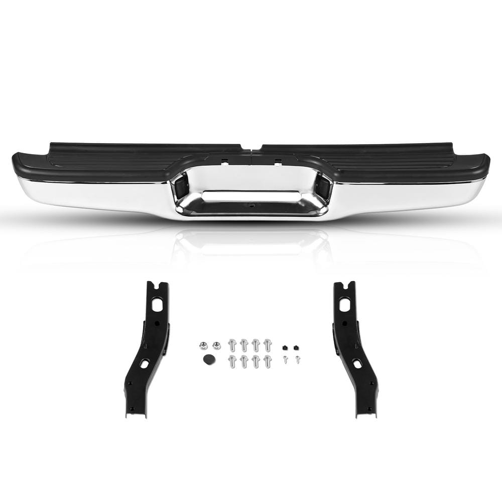 Rear Step Bumper, Compatible with 1995-2004-Toyota Tacoma, Chrome Steel Back Bumper, Assembly Replacement Rear Bumper - Hercitys