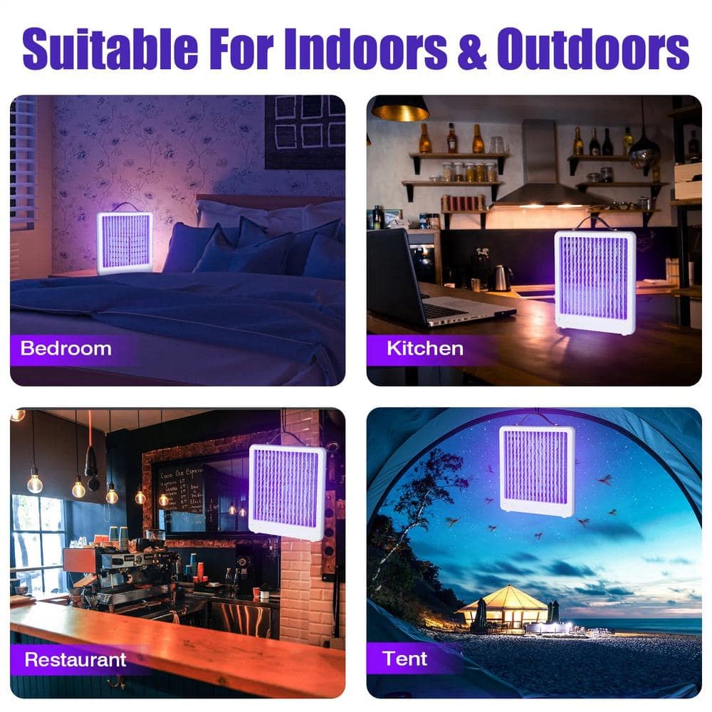 Indoor Outdoor Mosquito Lamp Insect Killer w/ Handle Allure and Kill Instantly 2000V High Grid Voltage USB Rechargeable - Hercitys