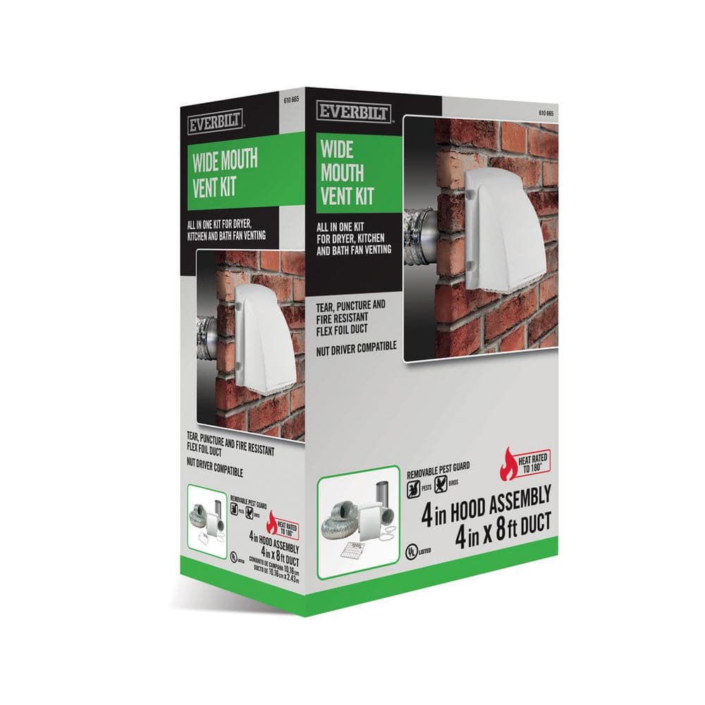 Wide Mouth Dryer Vent Kit with 4 in. x 8 ft. Aluminum Dryer Duct - Hercitys