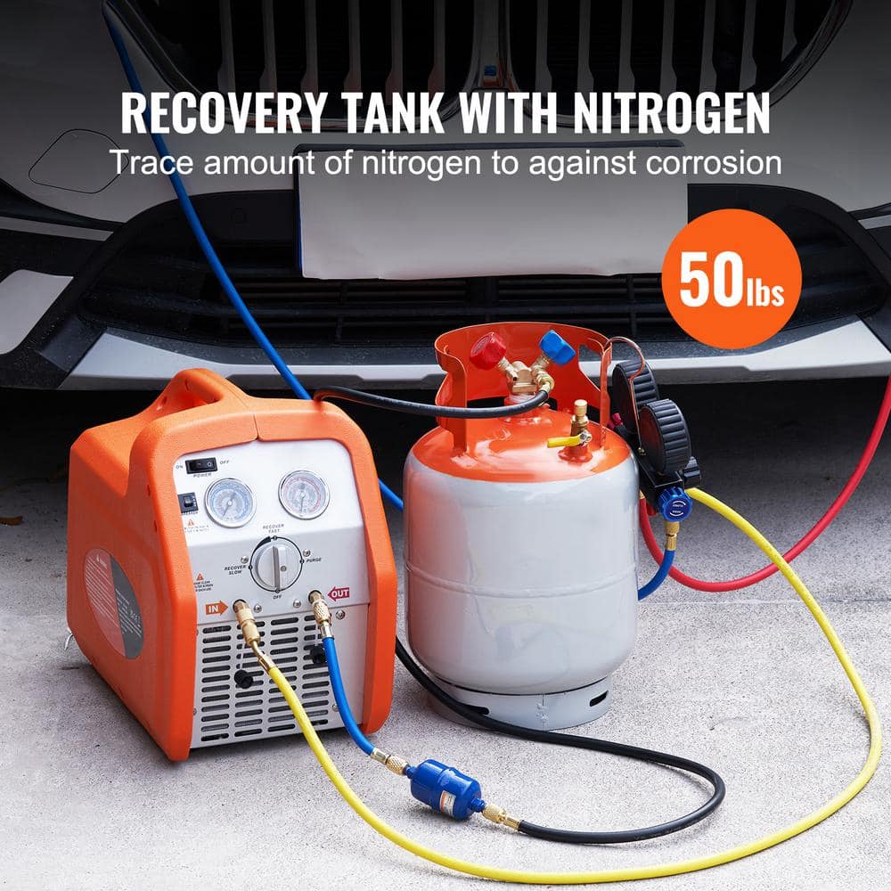 Refrigerant Recovery Tank, 50 lbs. Capacity, 400 PSI Portable Cylinder Tank with Y-Valve for Liquid/Vapor - Hercitys