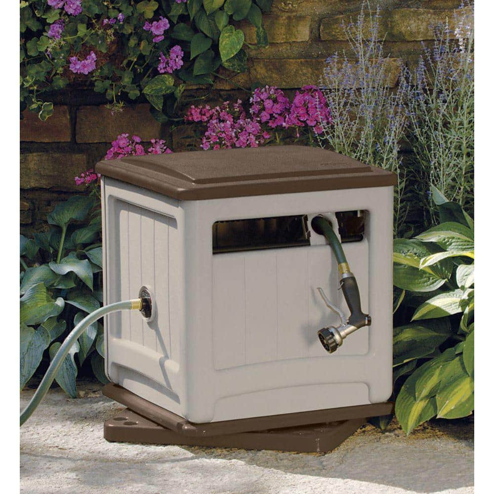SSM200B Swivel Hose Reel Hideaway with Smart Trak Hose Guide and Bin in Taupe - Hercitys