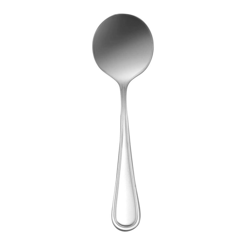 New Rim Silver 18/10 Stainless Steel Round Bowl Soup Spoon (12-Pack) - Hercitys