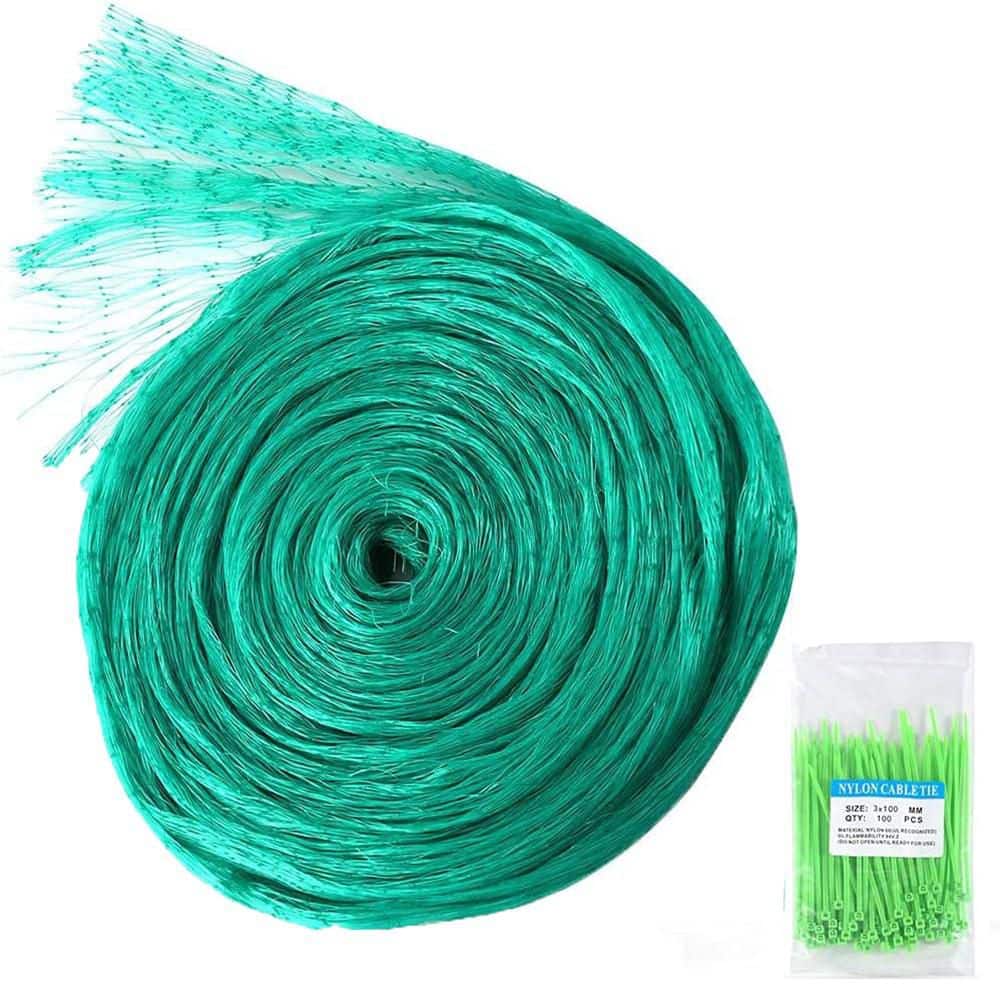 Outdoor Woven Mesh Cover Against Birds Deers Squirrels Cicadas Garden Netting with 100-Piece Cable Tie 13 ft. x 33 ft. - Hercitys
