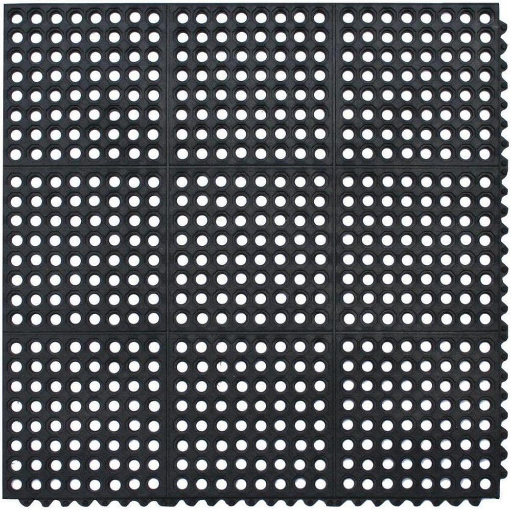 Black 36 in. x 36 in. Rubber Anti-Fatigue Indoor Comfort Mat - Hercitys