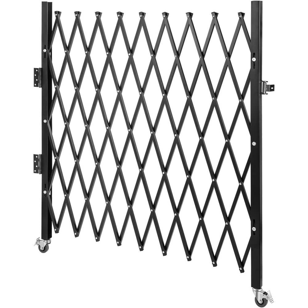 Single Folding Security Gate, 74 in. W x 51.57 in. H Folding Door Gate, Steel Accordion Security Gate Flexible Expanding - Hercitys