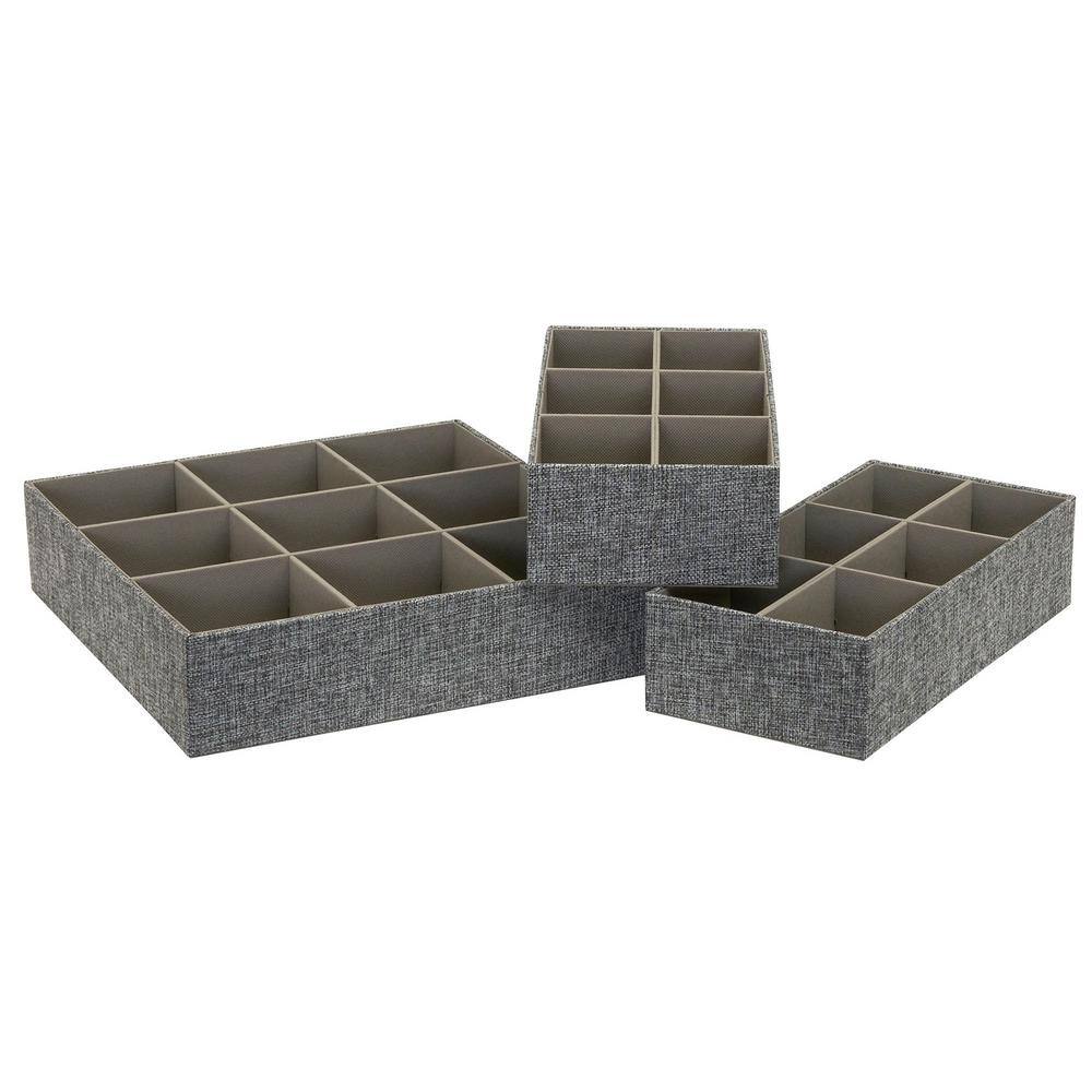 Drawer Organizers Starter Set, Customizable Inserts, Large Tray and 2-Small Trays in Graphite - Hercitys