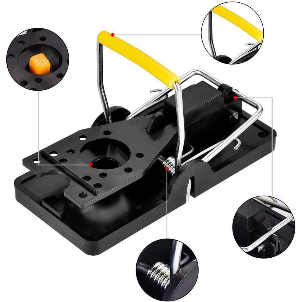 Indoor/Outdoor Snap Animal Bait Trap Quick and Effectively Safe Mice Traps for House Indoor/Outdoor, Black (12-Pack) - Hercitys