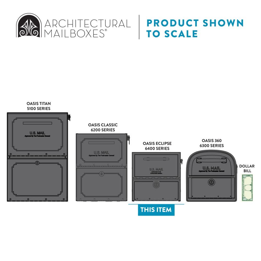Oasis Eclipse Pewter, Large, Steel, Locking, Post Mount Parcel Mailbox - Hercitys