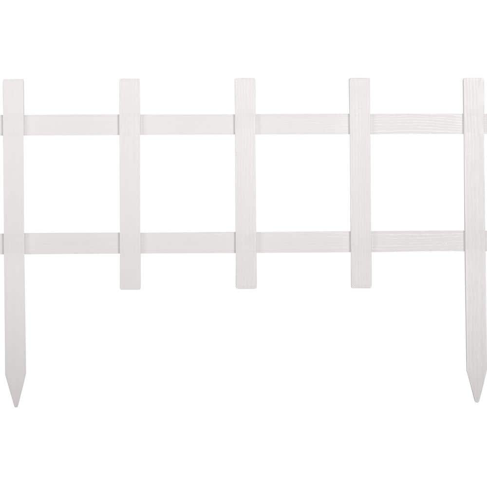 Cape Cod 33 in. W x 13.25 in. H No Dig Plastic Garden Fence, White (8-Pack) - Hercitys