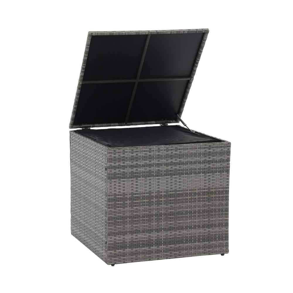 88 Gal., Grey Wicker Outdoor Storage Deck Box - Hercitys