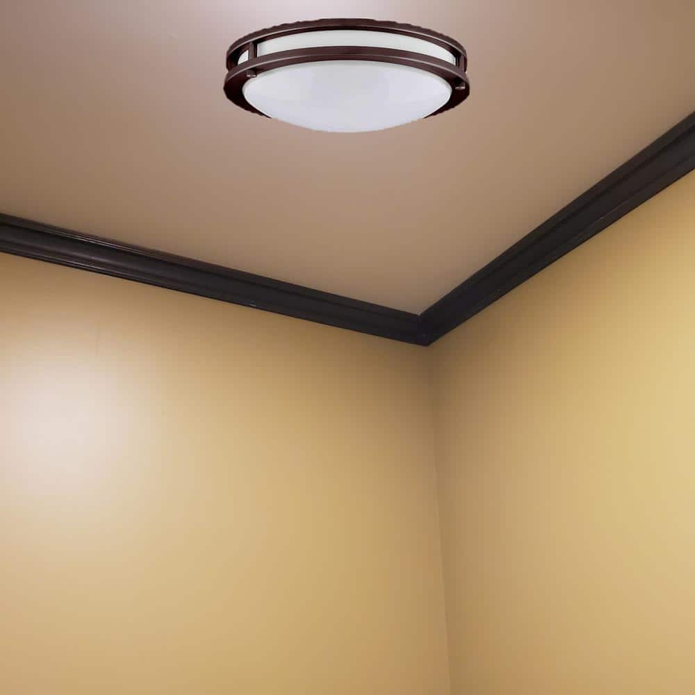 JR 17 in. 1-Light Black LED Flush Mount Light 4000K - Hercitys