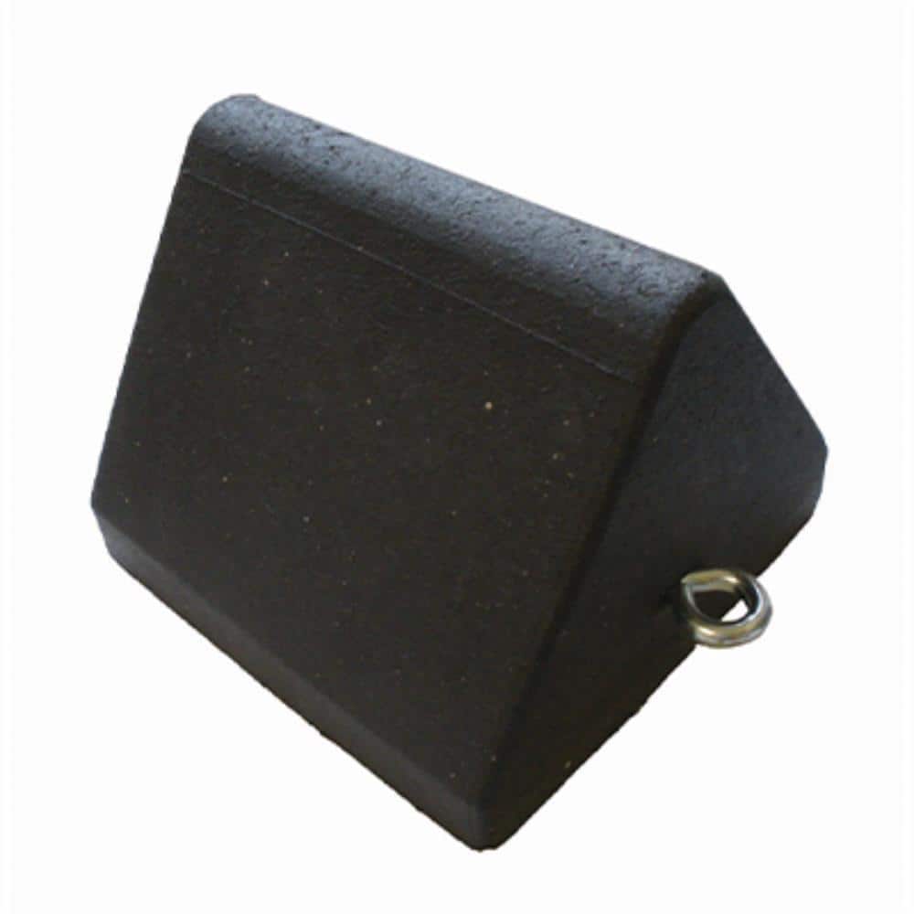 8.5 in.W x 8.75 in.D x 7 in.H Black Tire Wheel Chock with Eyebolt - Hercitys