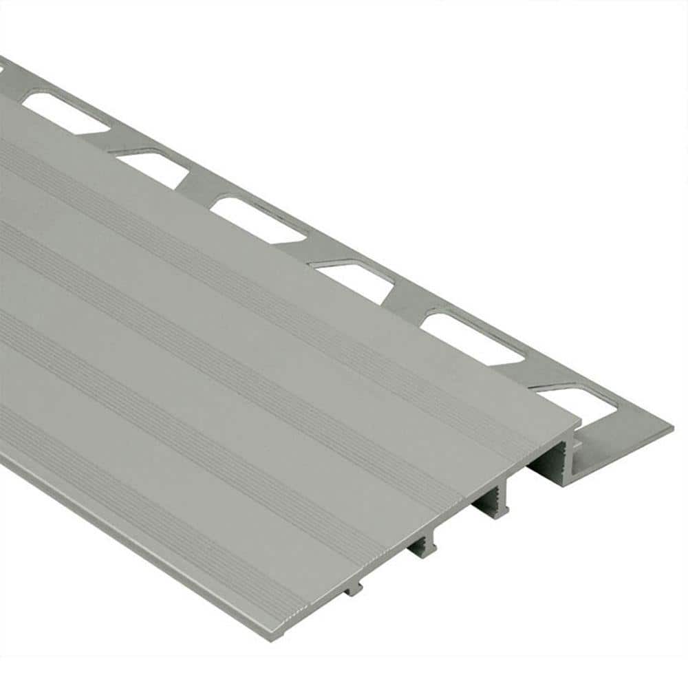 Reno-Ramp Satin Anodized Aluminum 1/4 in. x 8 ft. 2-1/2 in. Metal Reducer Tile Edging Trim - Hercitys