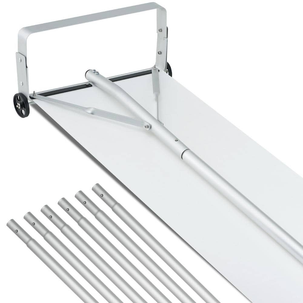 Snow Roof Rake 30 ft. Reach Aluminium Roof Shovel Slide Cloth Premium 19 ft. Blade Snow Removal Tool Safe Roof Roll - Hercitys