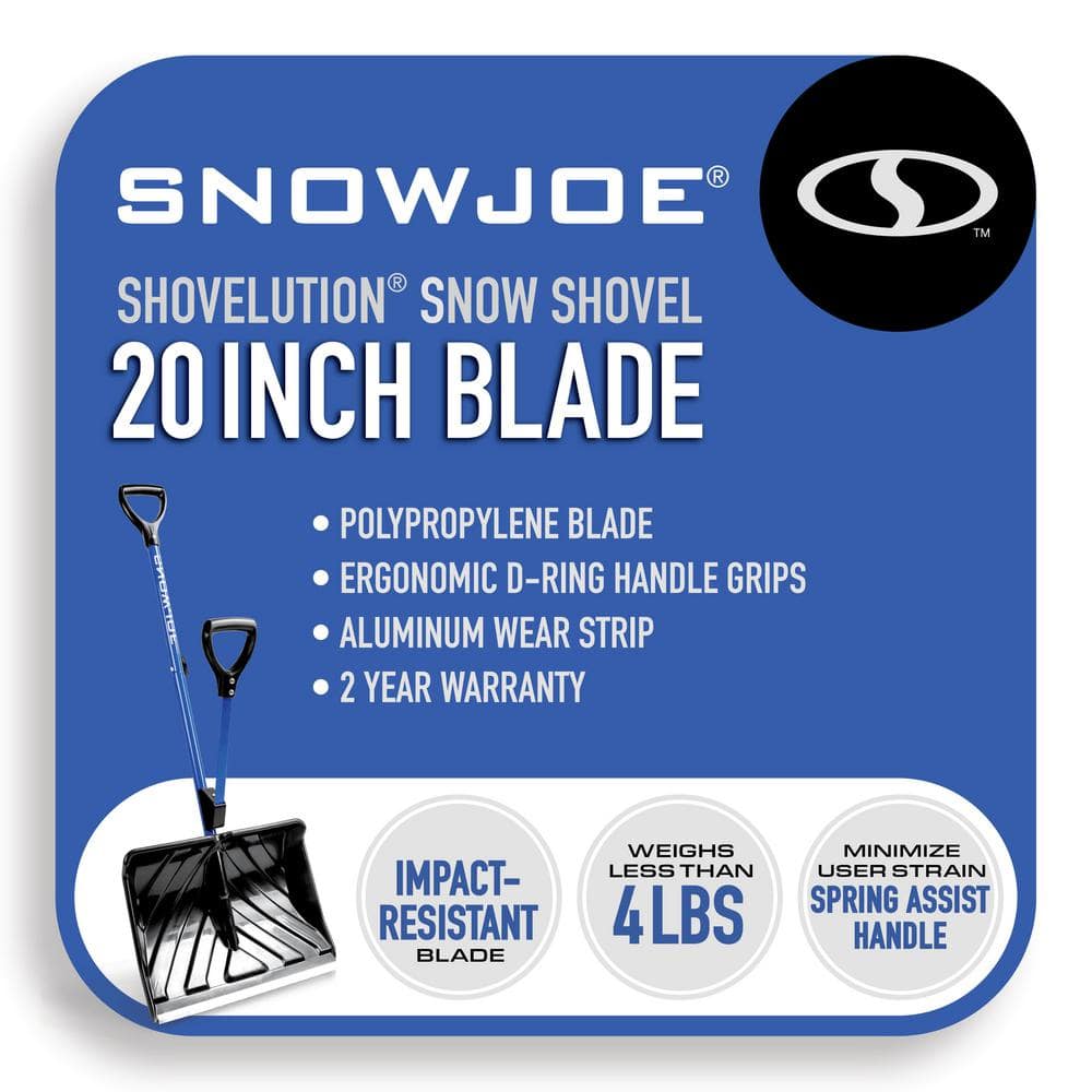 Shovelution 20 in. Poly Blade Back Saving Telescoping Snow Shovel w/ Spring Assisted Handle - Hercitys