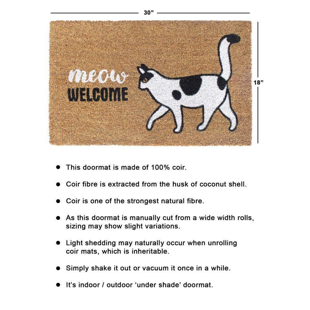 White Meow Welcome 18 in. x 30 in. Doormat - Hercitys