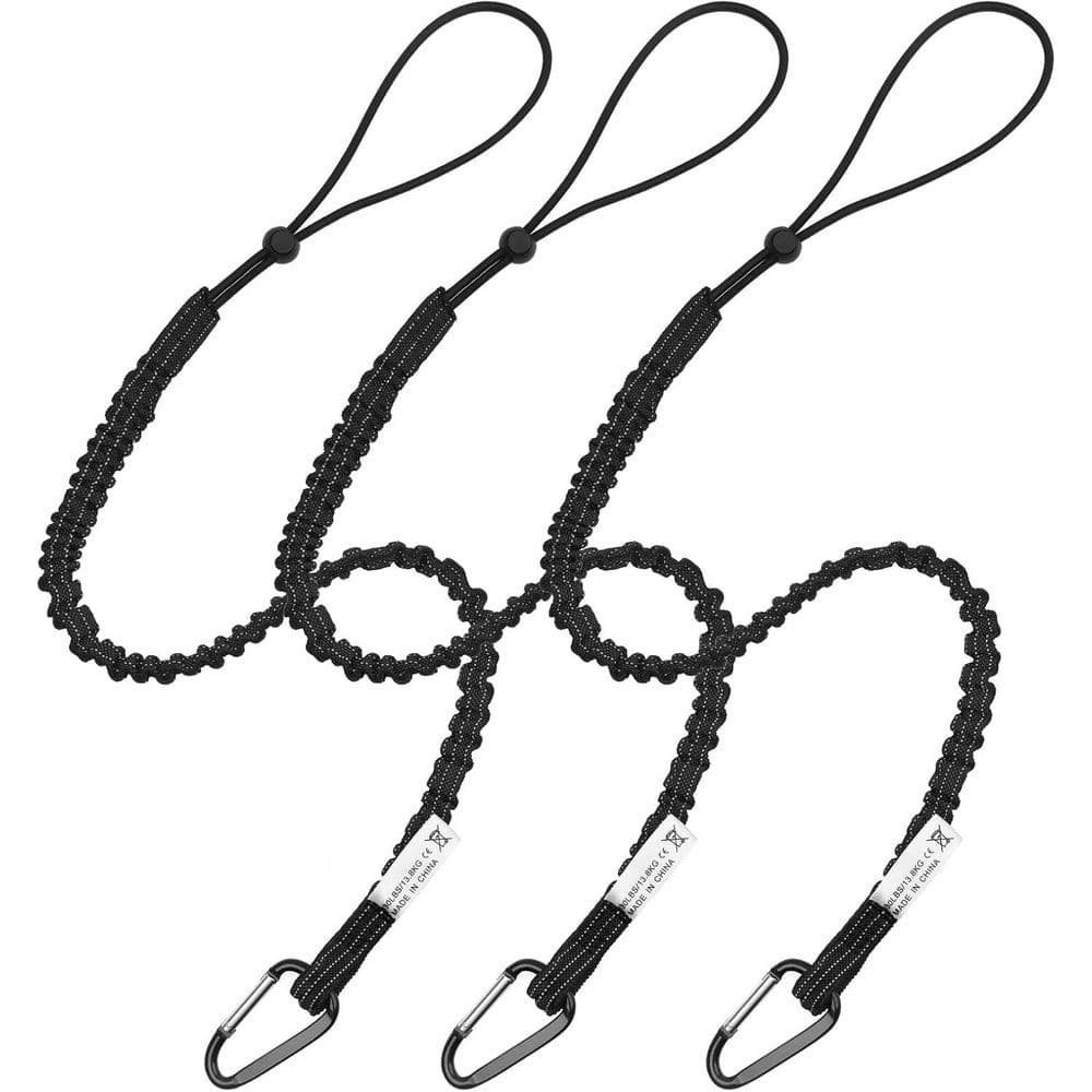 Tool Lanyards 3-Pack Retractable Lifeline with Aluminum Carabiner and Adjustable Loop End Safety Tool Leash 30 lb. Limit - Hercitys