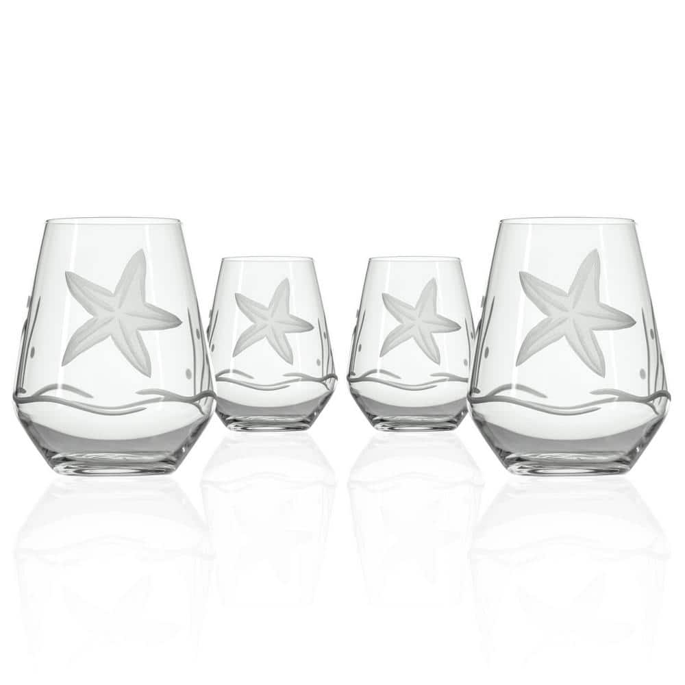 Starfish 18 oz. Stemless Wine Tumbler Glasses – Set of 4 - Hercitys