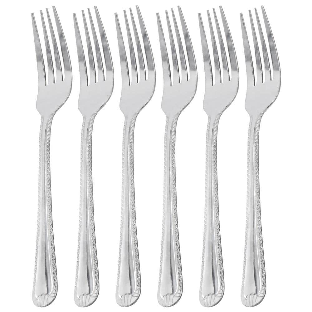 Tustin 6 Piece Stainless Steel Dinner Fork Flatware Set in Silver - Hercitys