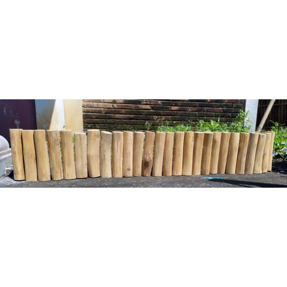 60 in. x 2 in. x 10 in. Natural Color Even Solid Teak Wood Log Edging - Hercitys