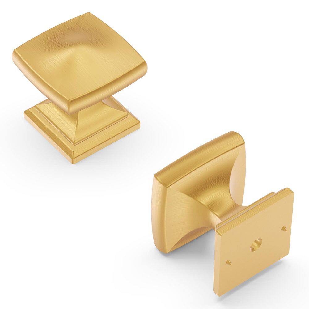 Dover 1-1/4 in. Square Brushed Golden Brass Cabinet Knob (10-Pack) - Hercitys