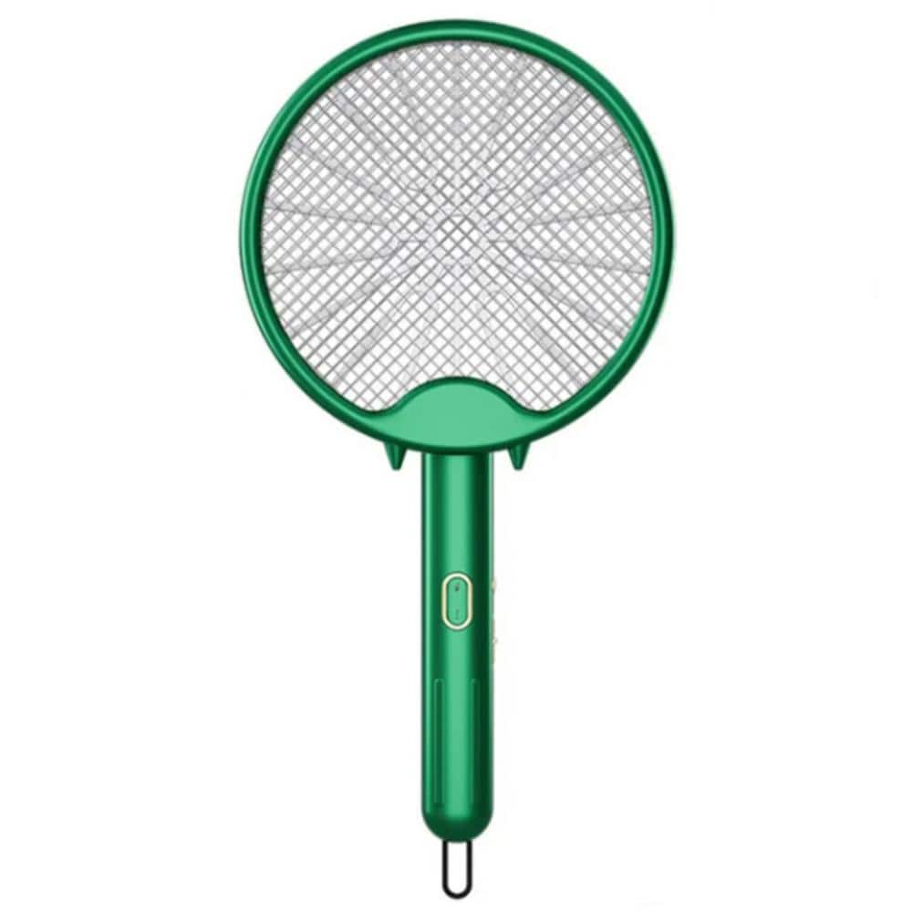 Round Folding Electric Fly Swatter Usb Rechargeable W/Purple Light Trap Insect Exterminator Anti-Mosquito Device Green - Hercitys