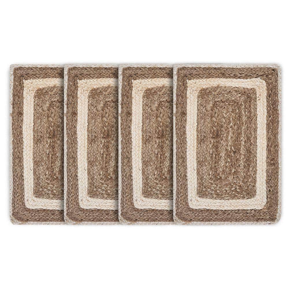 Bordered Bleach/Natural 19 in. x 13 in. Organic Jute Placemat (Set of 4) - Hercitys