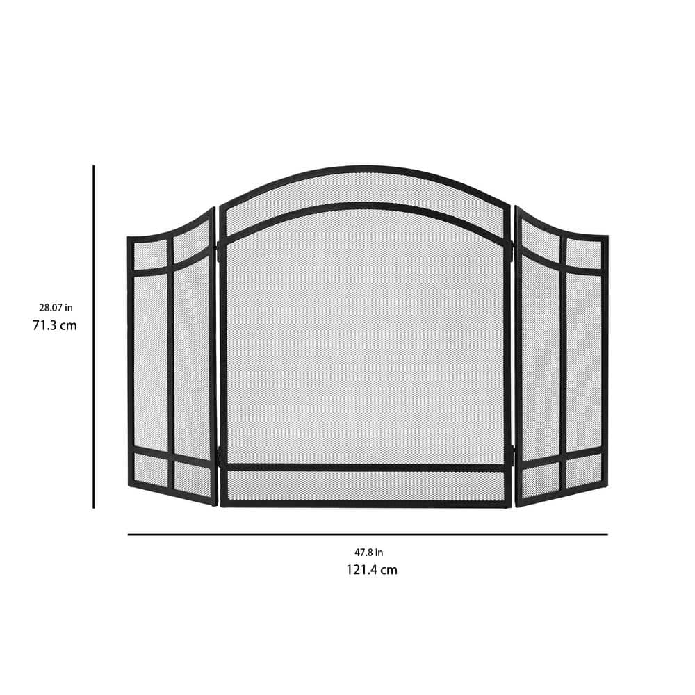 Salishan Black Steel 3-Panel Fireplace Screen - Hercitys