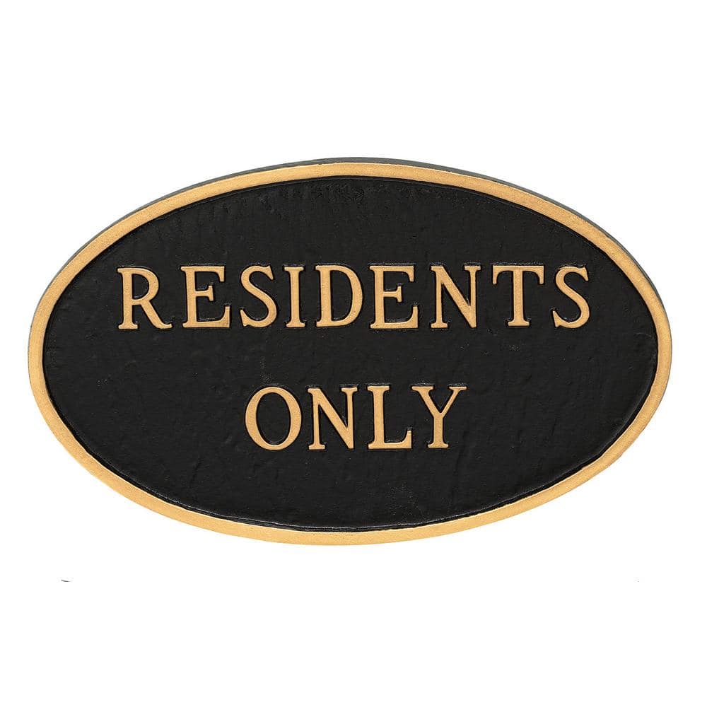 8.5 in. x 13 in. Standard Oval Residents Only Statement Plaque Sign – Black/Gold - Hercitys
