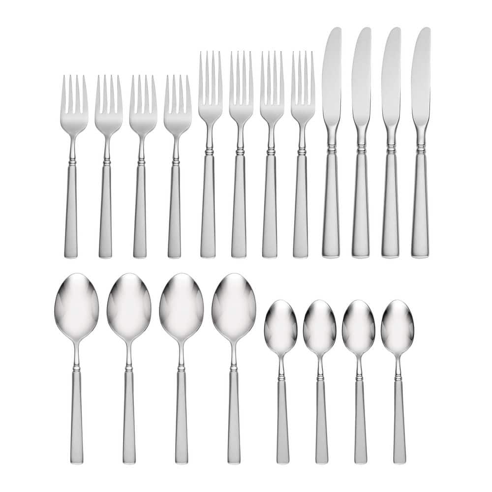 Satin Easton 20-Piece Silver 18/10-Stainless Steel Flatware Set (Service For 4) - Hercitys