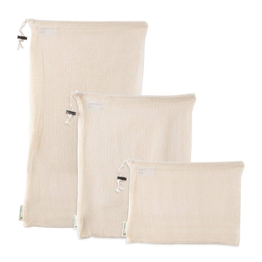 Natural Cotton Eco Reusable Mesh Produce Bags (3 Pack) - Hercitys