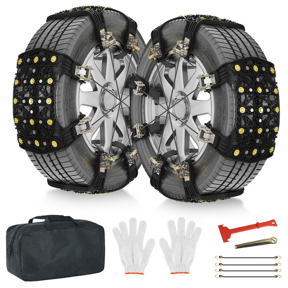 8-Pack TPU Tire Snow Chains Anti Slip Tire Chains for Tire Width 7 in. -11 in. Tire Snow Security Chains for Cars Black - Hercitys