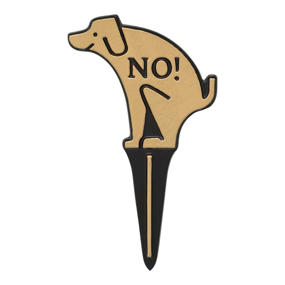 Pet Owner Courtesy Small Round No Poop Dog Silhouette Cast Aluminum Yard Sign - Hercitys